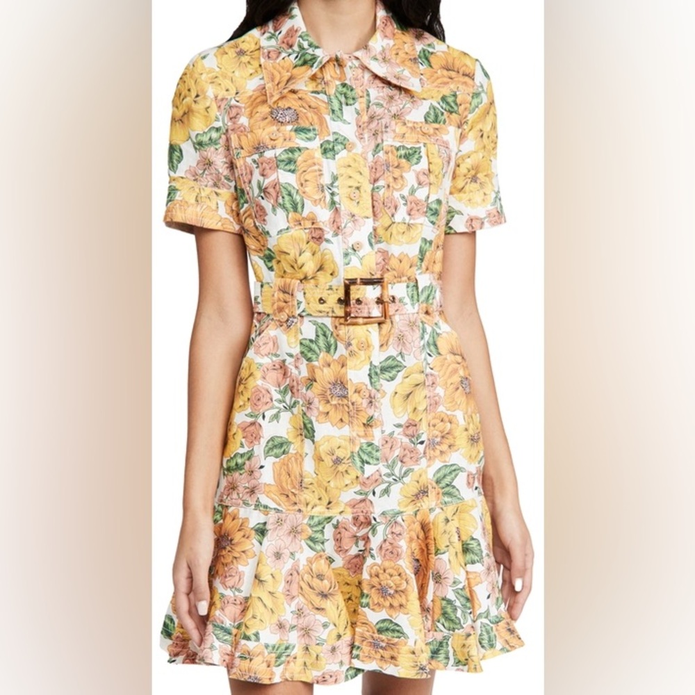 Zimmermann Yellow Belted Poppy Ruffled Mini Dress size 1 or US 6 NWOT!
